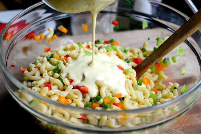 Dressing salad macaroni homemade classic simplyscratch fridge remaining later add save stir